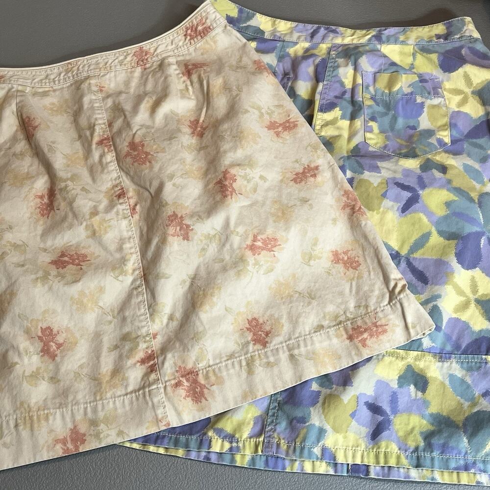 J Jill Size 10 A-Line Skirt Set Lot of two artsy floral colorful 100% Cotton